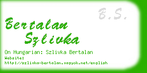 bertalan szlivka business card